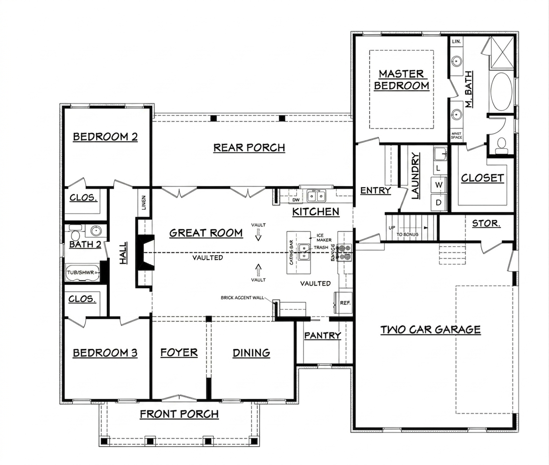 The Emma 2 floor plan rendering one