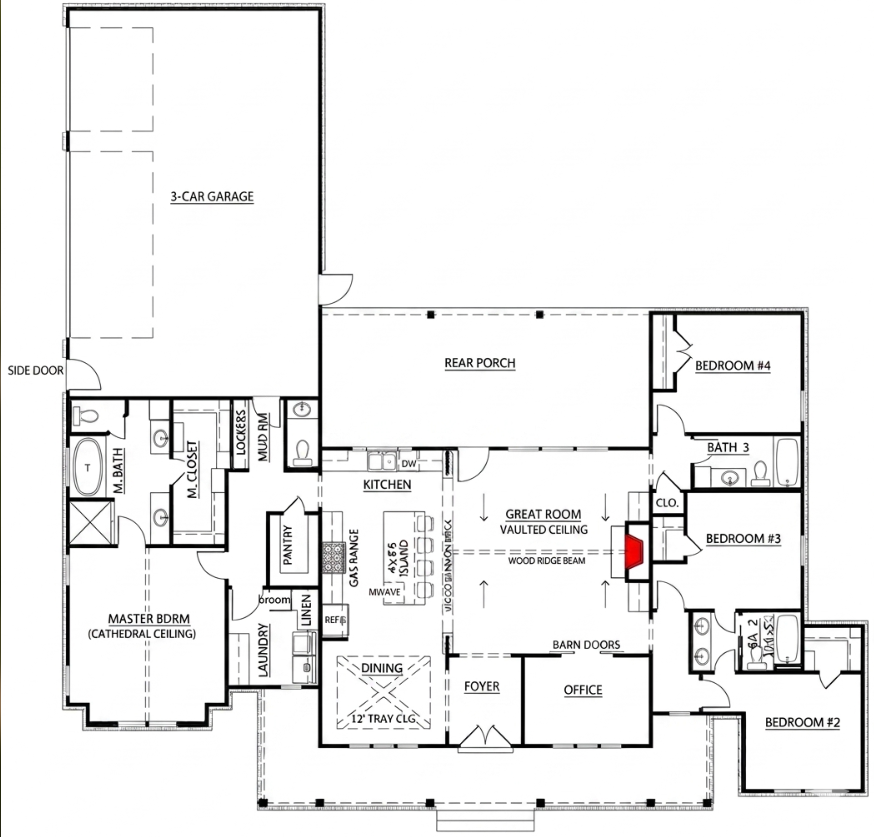 The Willow floor plan rendering one